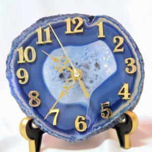 часы настенные настольные сине-голубые из натурального кварца